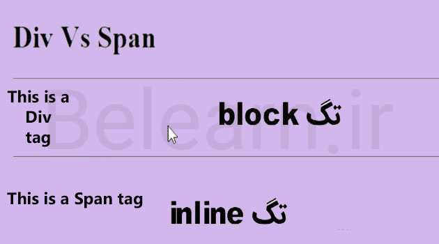 تفاوت المان های inline و block | تفاوت تگ‌ های div و span